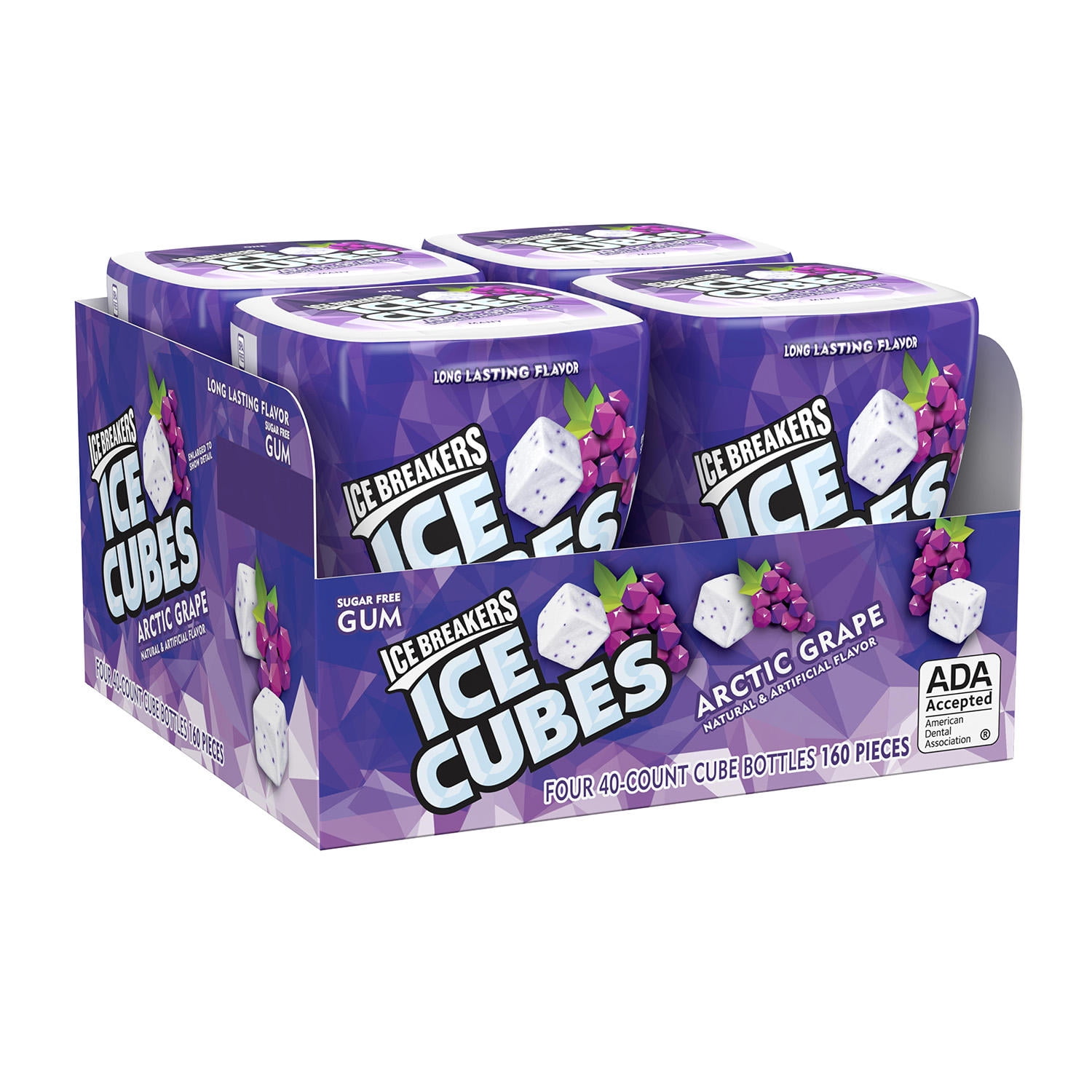 4 Pack | Ice Breakers Ice Cubes Sugar Free Gum, Arctic Grape, 40 Pieces