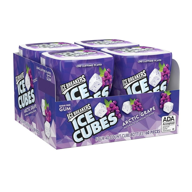 Ice Breakers Ice Cubes Gum, Arctic Grape, 4 Pack for Breakrooms