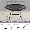 thumbnail image 2 of RayChee 8 Players Poker Table Foldable, Upgraded Folding Octagon Casion Table, Portable Texas Holedem Table w/Stainless Steel Cup Holders, Water-Resistant Cushioned Rail (50inch, Black), 2 of 7