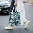 thumbnail image 2 of DouZhe Reusable Grocery Bags, Zebra Leopard Print Animal Lightweight Polyester Canvas Cloth Tote Bag for Travle Gym Shopping School, 15" x 16", 2 of 7