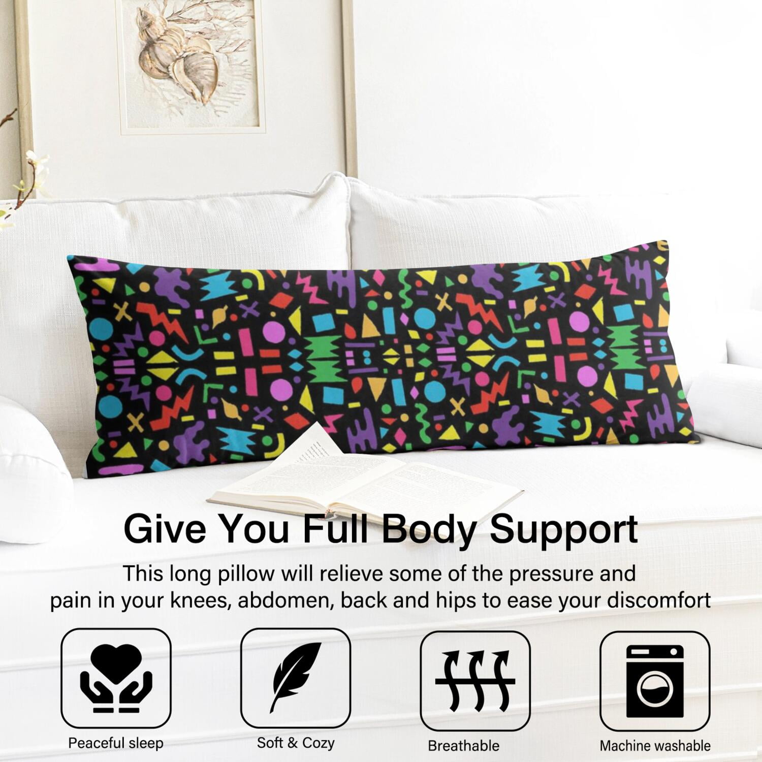 Colorful Dots 20x54 Body Pillow Cover - Breathable & Stretchy Long Pillow Protector - Classic Polka Design for Maternity, Back, and Knee Support