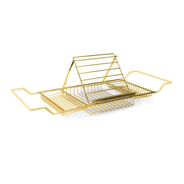 JUMBO BATHTUB CADDY WITH MAGAZINE RACK IN POLISHED BRASS ...