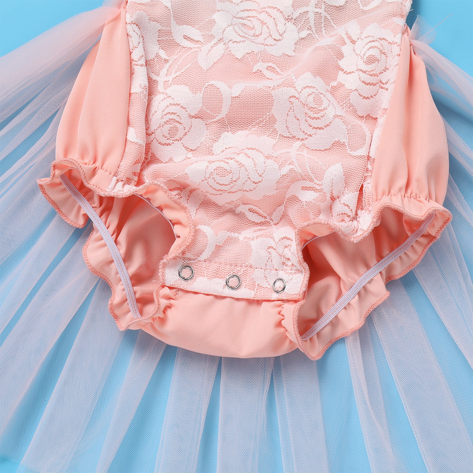 IBTOM CASTLE Baby Girl 1st Birthday Outfit Lace Tulle Romper Princess Tutu Dress Headband Shiny ONE Cake Smash Photo Shoot Clothes 12-18 Months Peach Pink