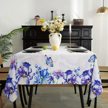 

Purple Gladdon Floral Butterfly Tablecloth Spring Summer Flower Print Table Cloth 60 x 84 Perfect for Kitchen Dinner Restaurant Weddings Outdoor Holiday Picnic Table Cover Lavender Tablecloth