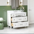 thumbnail image 3 of Ariel Monroe 42 Inch Single Rectangular Sink Bathroom Vanity With Carrara White Quartz Countertop 1.5 inch Edge In White, 3 of 7