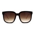 thumbnail image 3 of Womens Inset Horn Rimed Chain Arm Chic Rectangular Sunglasses Tortoise Brown, 3 of 4
