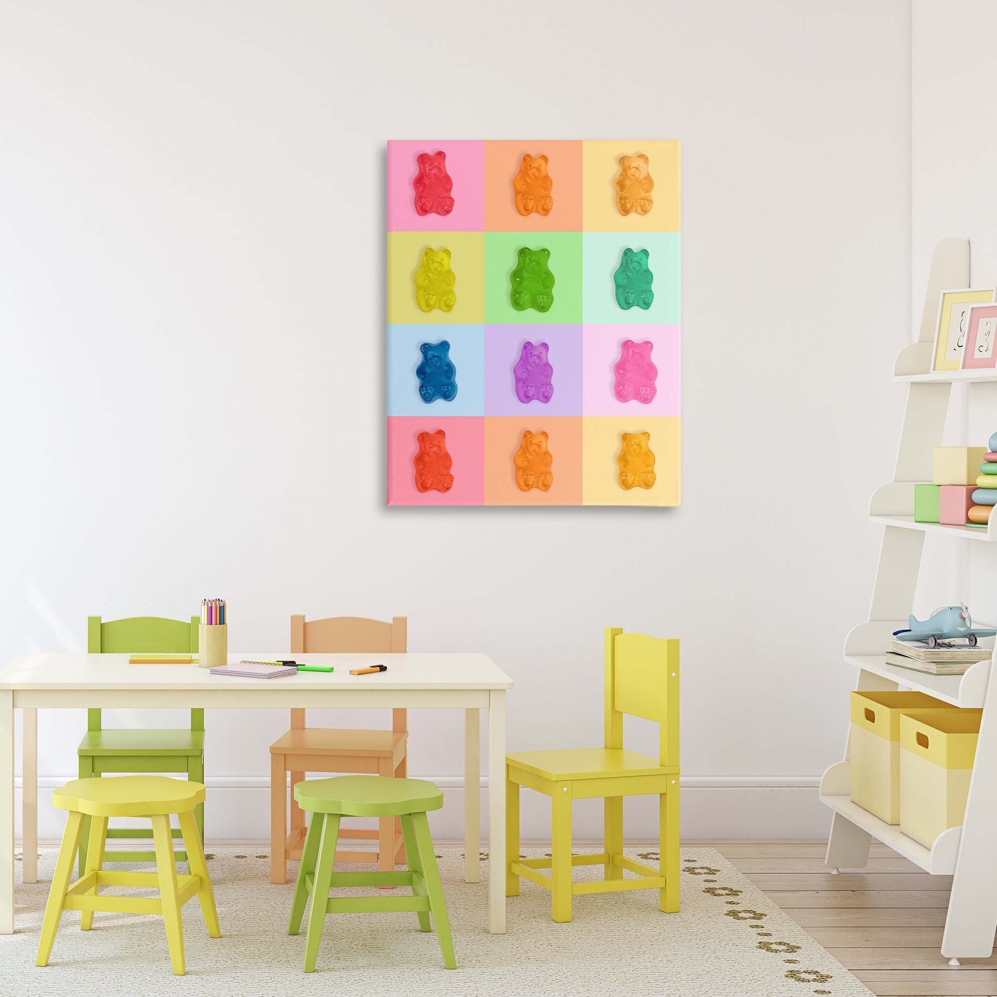Stupell Industries Rainbow Gummy Bear Candy Grid Canvas Wall Art, design by LISH Creative