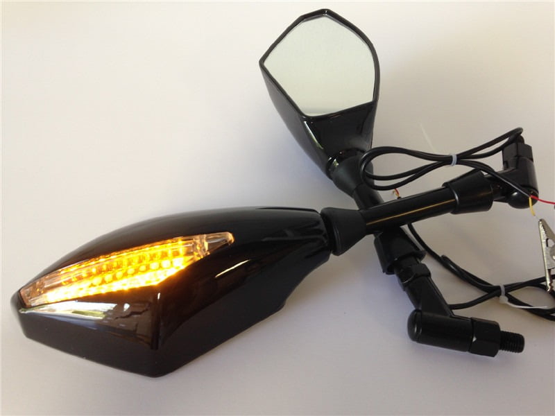 HTTMOTOR Motorcycle Integrated LED Turn Signals Side Mirrors for