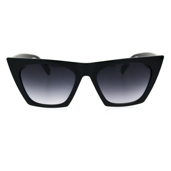 Womens Squared Rectangular Cat Eye Goth Diva Sunglasses Black Smoke