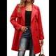 thumbnail image 1 of Gabardina Larga Cruzada de Larga para Mujer, Cortavientos, Clásica, con Solapa y Cinturón. Rojo M, 1 of 6