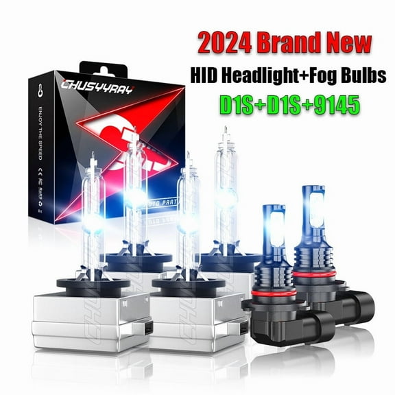 CHUSYYRAY D1S/D1R HID Headlight High Low Beam   9145 LED Fog Light Bulbs Kit 6000K White 6Pcs