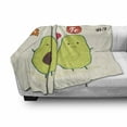 thumbnail image 3 of Avocado Soft Flannel Fleece Blanket, Illustration with Funny Characters and Healthy Food Vitamins Contained in Avocado, Cozy Plush for Indoor and Outdoor Use, 50" x 60", Multicolor, by Ambesonne, 3 of 6