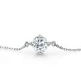 thumbnail image 3 of Gem Stone King 925 Sterling Silver White Topaz Solitaire Bracelet for Women (0.90 Cttw, Round Cut 6MM), 3 of 4