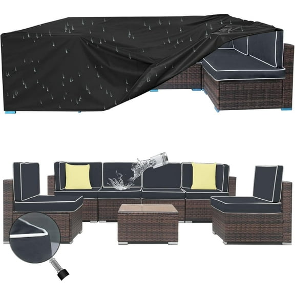 FKS LIFE 14Pcs Outdoor Cushion Slipcovers 25.6x25.6x3.9 inches Patio Cushion Cover Furniture Cushion Cover 112x57x27.5inches