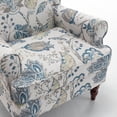 thumbnail image 6 of S-HOME Accent Chair with Retro Wood Legs, Floral Design Upholstered Armchair for Living Room Office and Bedroom Comfort, 6 of 12
