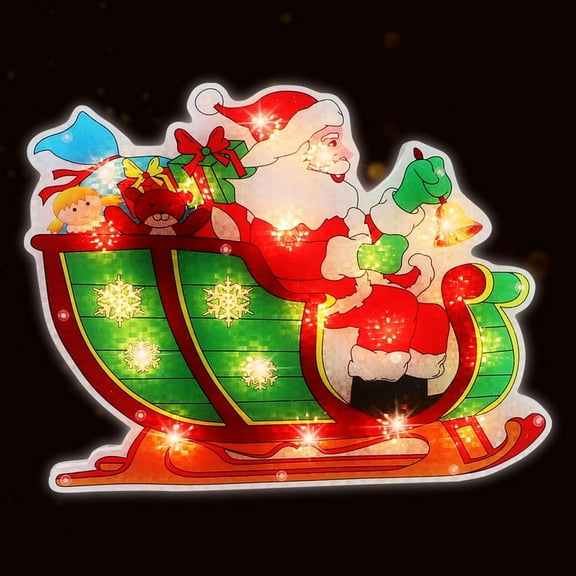 17" 20L Lighted Santa and Sleigh Christmas Light for Christmas Decorations, Christmas Tree Decorations Accessories Hanging Ornaments, Christmas Decor Lights for Home