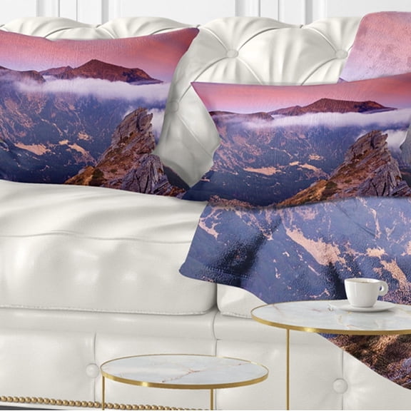 Designart Ocean Pier on Sunset - Seascape Throw Pillow - 12x20