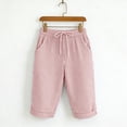 thumbnail image 6 of Bermuda Shorts for Women Drawstring Elastic High Waisted Stripe and Gingham Wide Leg Beach Shorts with Pockets Featuring Relaxed Fit Cuts Red XXXL, 6 of 9