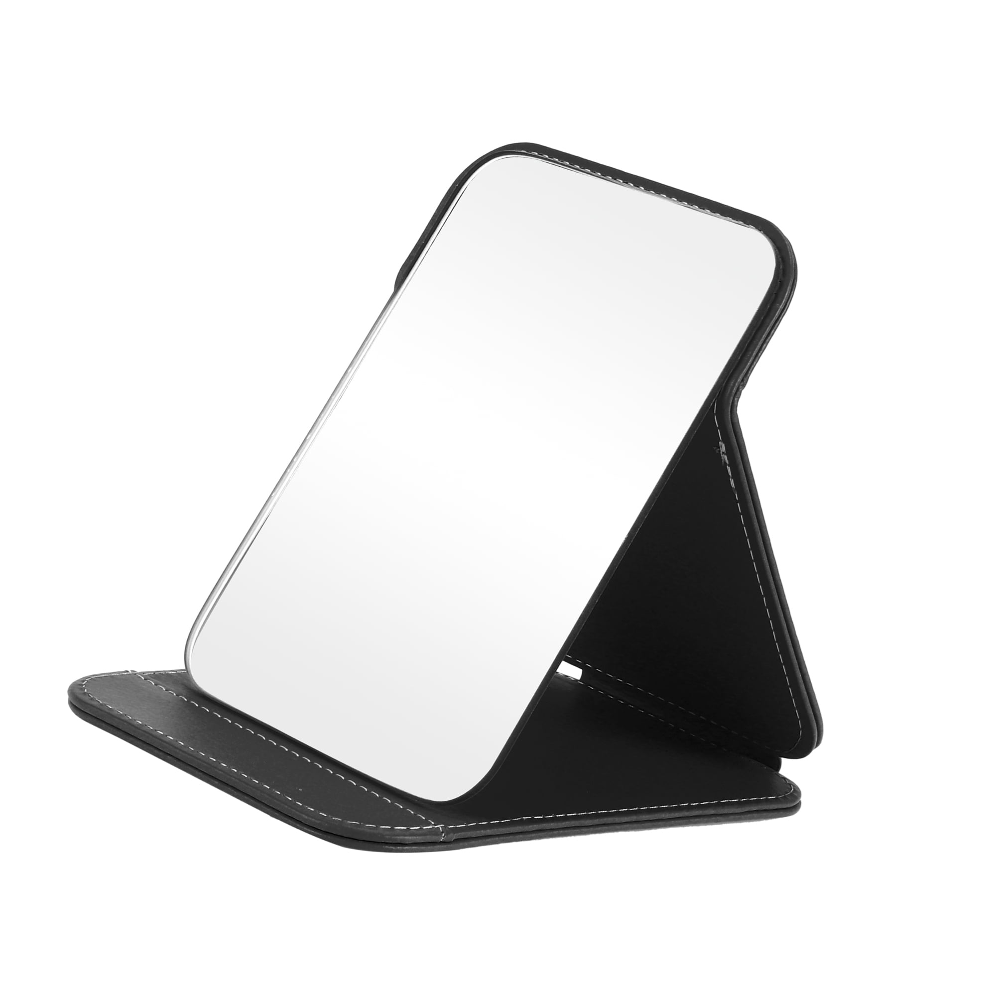 Unique Bargains 1pc Foldable Makeup Mirror for Travel and Vacation Black Small