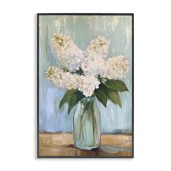 Stupell Industries Traditional Tall Flowers in Glass Vase Black Framed Giclee Art, 12 x 18, by Petals Prints Design