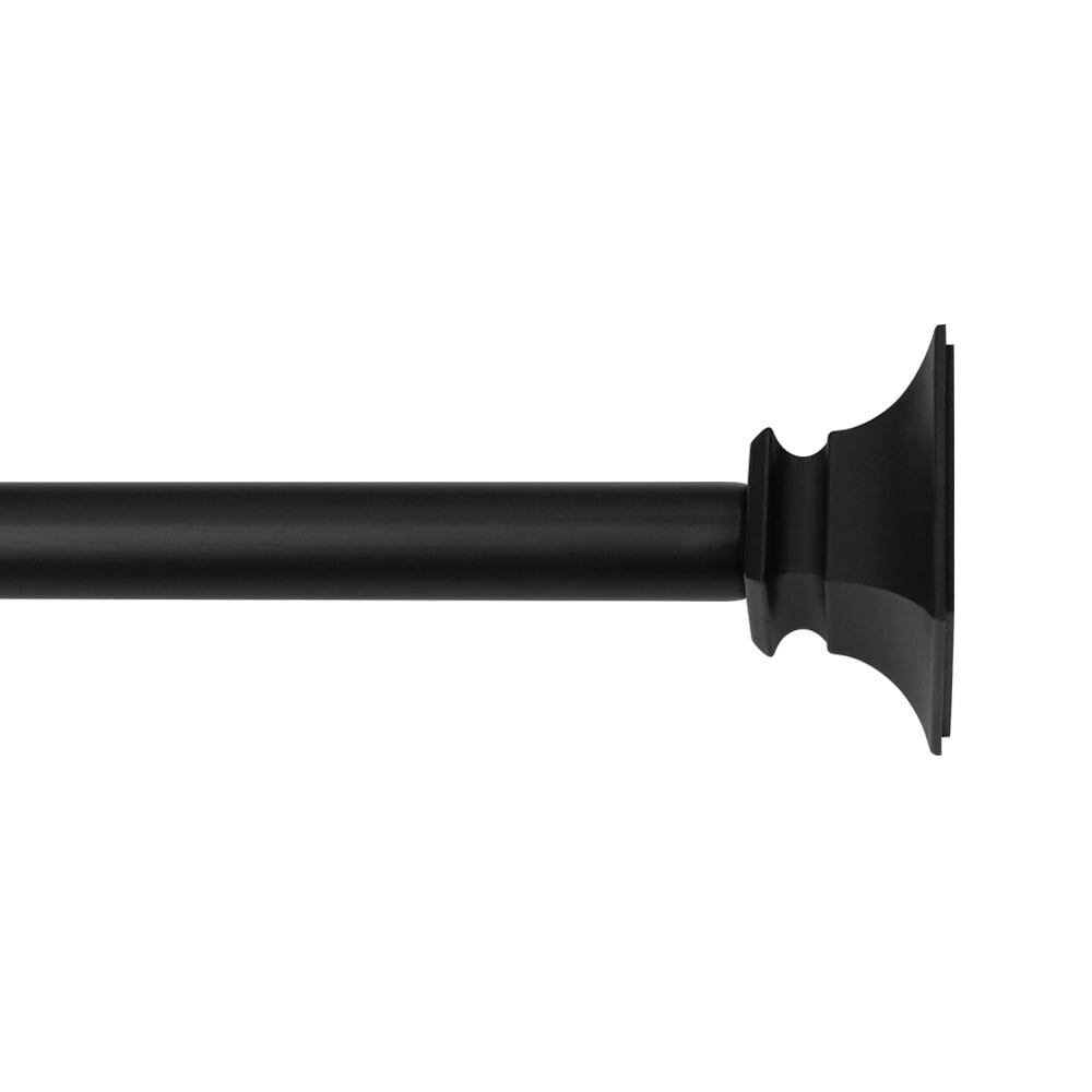 Lumi 5/8" Single Curtain Rod Set Silver/Grey/Black-Flat Square finials 48"-84" - Matte Black