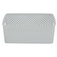 thumbnail image 5 of Simplify Medium Resin Plastic Wicker Storage Bin in White, 5 of 9