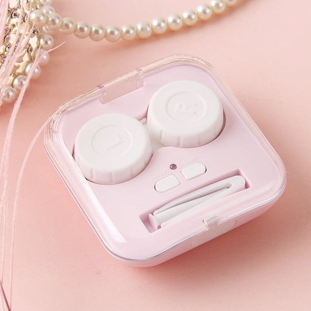 Contact Lens Cleaner, USB Rechargeable Contacts Cleaning Case, Portable Daily Care Faster Cleaning(Pink)