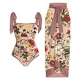 thumbnail image 3 of Jacenvly One Piece Bathing Suit for Women with Wrap Skirts 2 Piece Clearance Casual Sleeveless Floral Boat Neck Surfing Swimwear Lightweight Pink, 3 of 5
