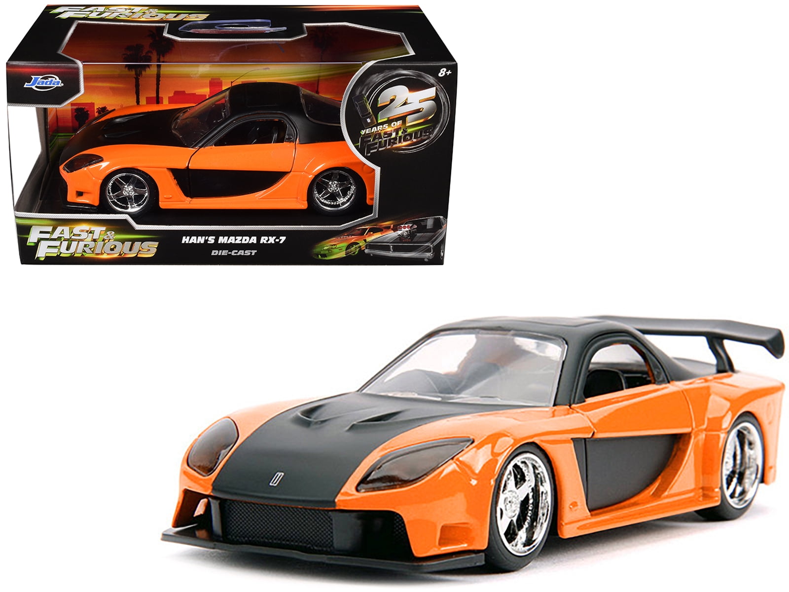 Jada Toys ハンズ　マツダ RX-7 Han's Mazda RX-7 RHD (Right Hand Drive) Orange Metallic and Black