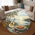 thumbnail image 3 of Round Area Rug, Guitar Firepit 1 Non-Slip Floor Mat, Soft Washable Carpet for Living Room Bedroom Decor 24 Inch, 3 of 6