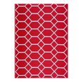 thumbnail image 4 of Outdoor Rug - Folded Design - Recycled Plastic Mat for Patio, Camping, Beach, Balcony, Porch, Deck - Weather, Water, Stain, Lightweight, Fade and UV Resistant - Miami - Red & White, 4 of 5
