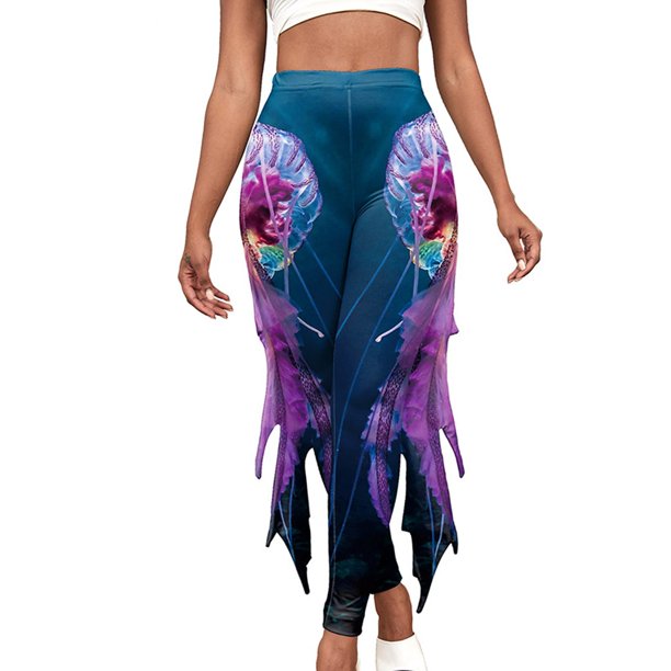 Gibobby Leggings Deportivos Mujer Pantalones mujer a la moda con estampado escamas pescado, pantalones ajustados(Multicolor, L)