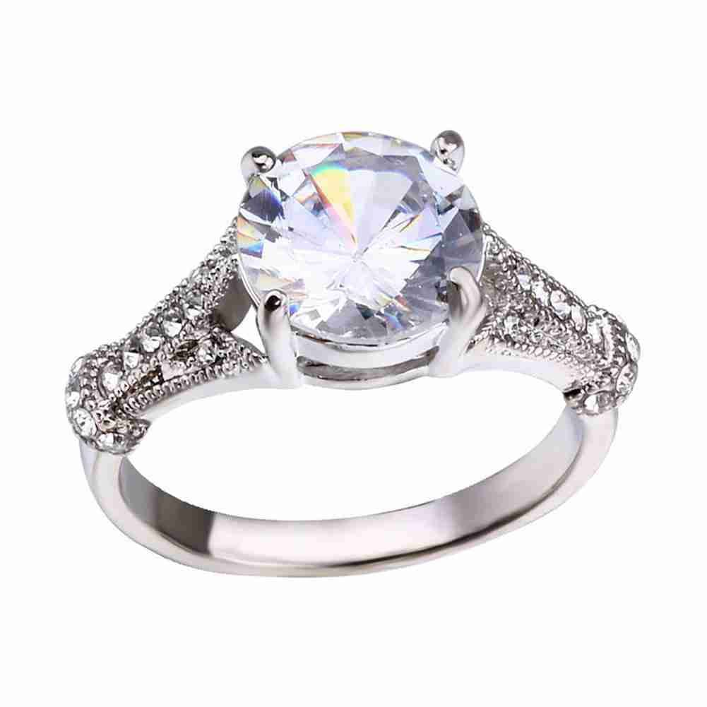 Elegant 18k Yellow Gold Plated Wedding Rings for Women White Sapphire Size 6-10 