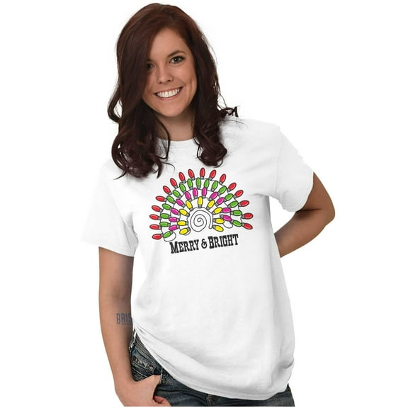 Christmas Lights Merry and Bright Women's Plus Size Graphic Tee Brisco Brands 4X