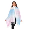 thumbnail image 3 of FORMRS Womens Scarf Winter Soft Long Big Warm Shawls Wrap Tassel Scarves, Light Blue Stripes, 3 of 9