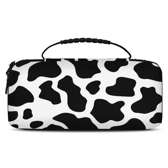Herdesigns Black White Carry Case Compatible with Nintendo Switch 2, with 20 Game Card Slots, Fun Cow Print Farm Animal Portable Travel Carrying Case Pouch for Accessories & Games