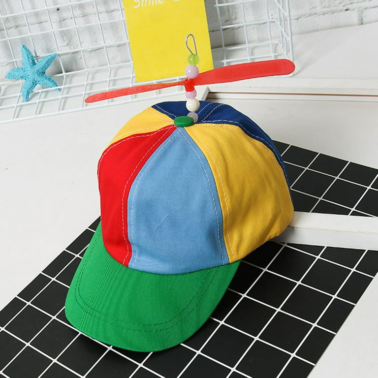 Fridja Classic Baseball Cap Fashion Colorful Patchwork Baseball Hat  Adjustable Helicopter Propeller Hat Snapback Hat for School Girl Boy 