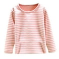 thumbnail image 2 of Lilgiuy Boy Girls Striped Undershirt Tops Fall Winter Solid Color Long Sleeve Pullover Skin-friendly Casual Base Layer Loose Shirts Sleepwear Army Pink(18M-10Y), 2 of 3