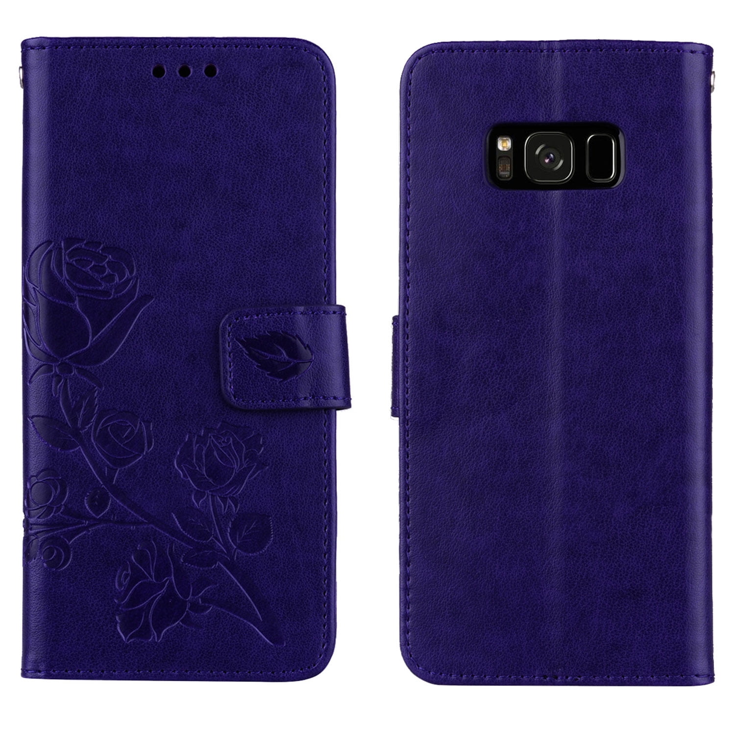 Galaxy S8+ Plus Case, Allytech [Embossed Rose Series] Folding Folio