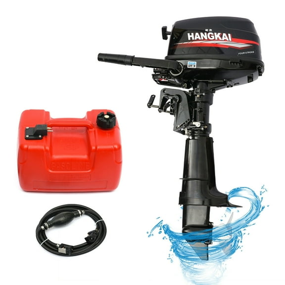 Hangkai 6.5HP 4-Stroke 123cc Outboard Motor, Black Plastic