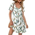 thumbnail image 7 of TEMOFON Dresses for Women Summer Vacation Dresses Whiteleaf Bohemian Floral Dress Scoop Neck T Shirt Dress with Pockets XL, 7 of 7