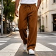 thumbnail image 5 of Baggy Sweatpants Men Wide Leg Drawstring Elastic Waist Relaxed Fit Jogger Outdoor Travel, 5 of 7