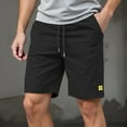 thumbnail image 2 of Mens Twill Casual Cargo Shorts Drawstring Elastic Waist Pockets Classic Work Shorts For Men, 2 of 6