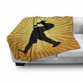 thumbnail image 2 of Hip Hop Soft Flannel Fleece Throw Blanket, Hip Hop Typography Dancing Man Silhouette Sunbeams Print, Cozy Plush for Indoor and Outdoor Use, 70" x 90", Vermilion Pale Yellow, by Ambesonne, 2 of 5