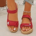thumbnail image 3 of Women's Platform Wedge Sandals Orthopedic Comfort Flex Hook and Loop Fasteners Open Toe Casual Summer Shoes for Beach Travel Wide Width Arch Support Slip On Walking Sandal 2026,Red 43(US-9.5), 3 of 5