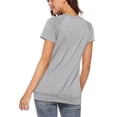 thumbnail image 4 of TEMOFON Summer Shirts for Women Short Sleeve Tops Casual Crewneck Side Button Blouse with Pockets Light Gray Tees, 4 of 7