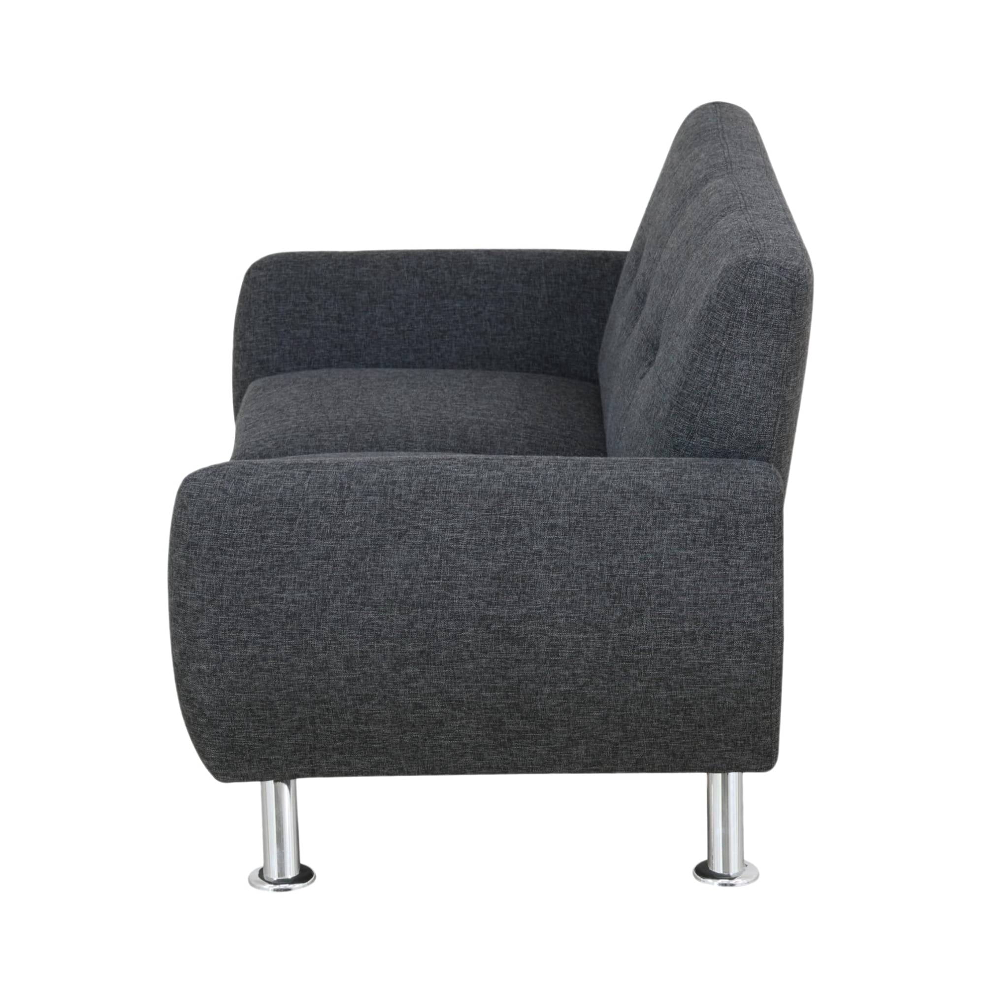 Mid Century Modern Sofa Couch 2 Seater Loveseat Chair with Metal Leg for Living Room Furniture, Black Grey