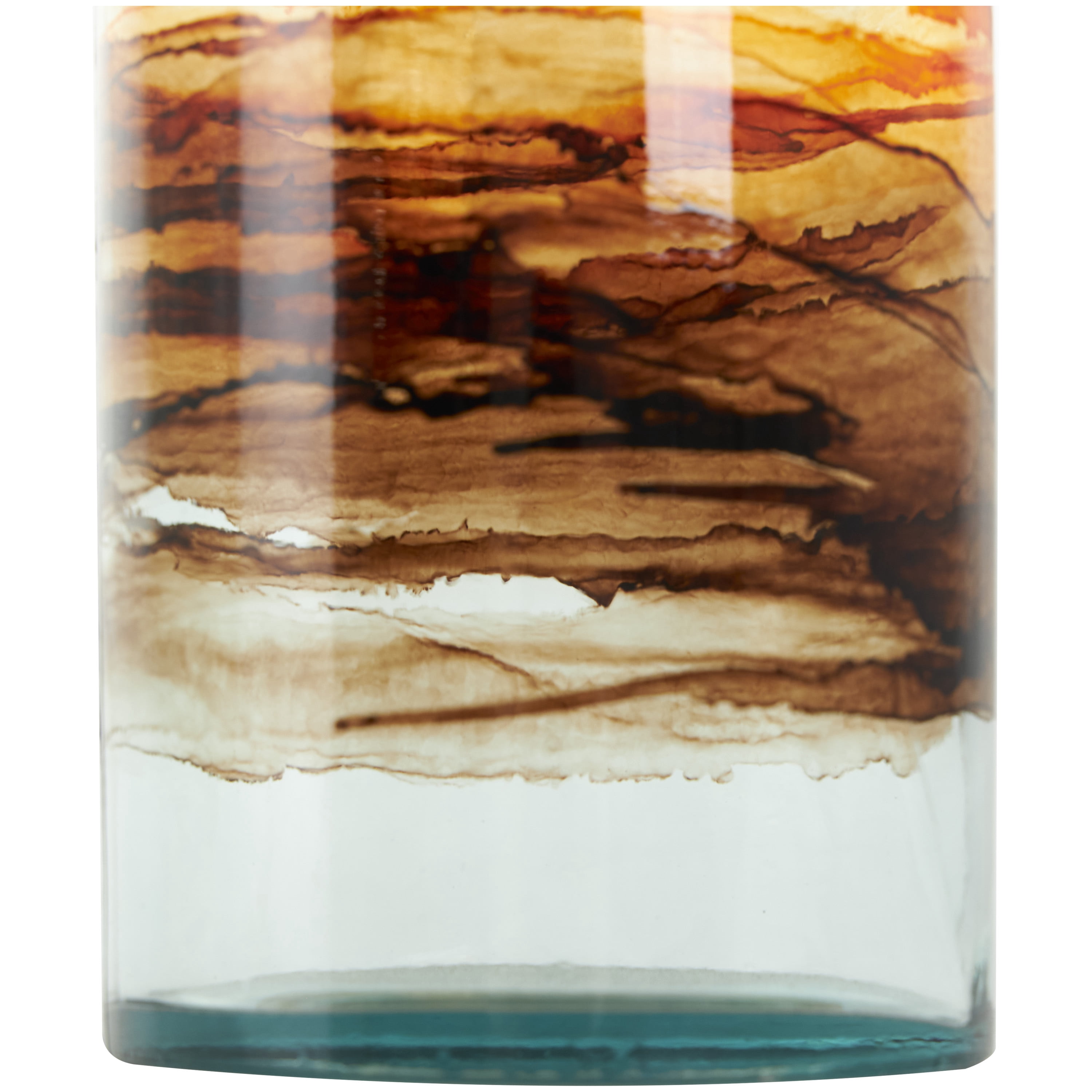 DecMode 18" Abstract Recycled Glass Vase with Swirled Colored Glass Bands