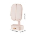 thumbnail image 3 of Hovmgk LED Makeup Mirror with Lights, Rotatable Desktop Mirror for Bedroom, Multifunctional Beauty Mirror with Storage for Cosmetics, Portable & Elegant Design, Beige/Pink/White, 3 of 6