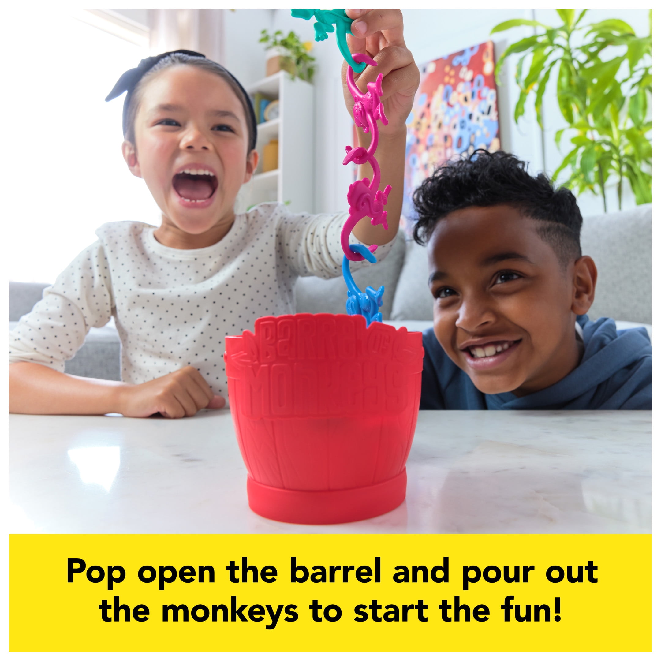 Spin Master Games, Barrel of Monkeys, New Look for the Classic Linking Family Game, Easy Activity Toy for Preschoolers, for Kids & Family, 2-10 Players, For Ages 3 & Up